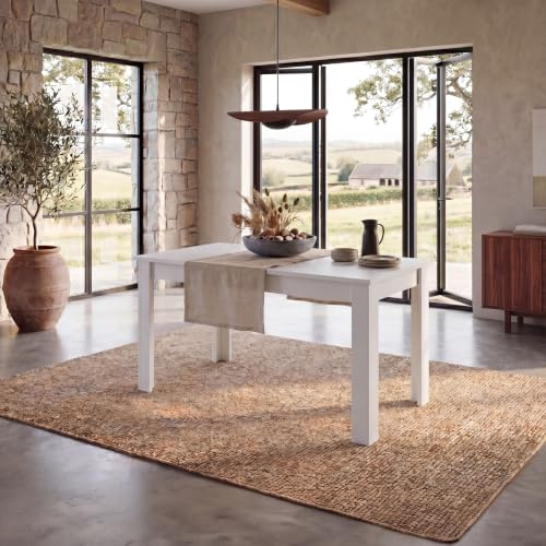 Vida Designs Medina 4 Seater Dining Table MDF Wood Rectangle Modern Kitchen Dining Room Furniture Unit, White
