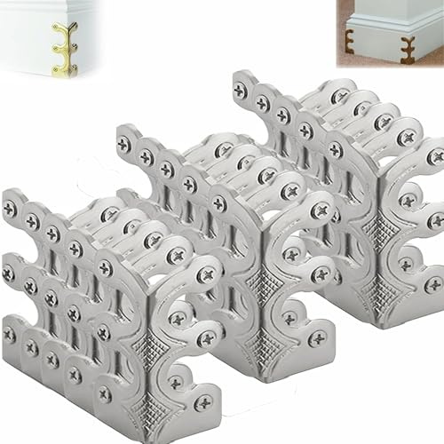 Eckschutz für Fußleisten, Vintage-Eckschutz für Sockelleisten aus massivem Messing, Vintage-Eckschutz aus Metall, dekorative Schutzabdeckung für Fußleisten, Holzgehäuse, Schranktüren (Silver,15PC)