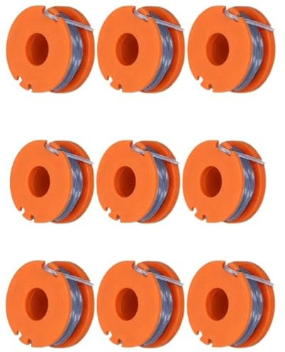 Daaxing 3/6/9 Pack Strimmer Spool & Line for SPARE GO for Argos McGregor MCT1825 Grass Trimmer Brush Cutter Replacement Accessories,Autofeed Spools Replacement Trimmer Refills (9 Pack)