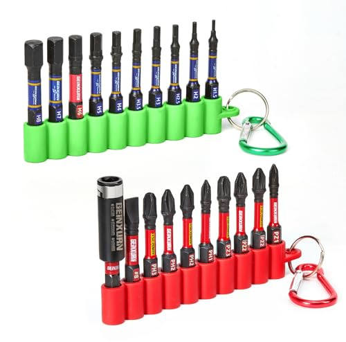 Geinxurn Juego de 20 puntas de atornillador resistentes a los impactos, 50 mm (Hex, PH, PZ, SL), magnéticas S2, acero S2, vástago hexagonal de 1/4 pulgadas con soporte de puntas de 60 mm y rayas