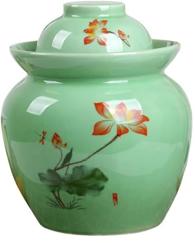 Fermentation Jars，Fermentation Crock Jar,Sauerkraut Crock,Traditional Chinese Ceramic Fermentation Crock Jar Pickling Jar With Water Seal Airlock Lid,Large Thickening Ceramic Pickle Jar Kimchi Pot Sto