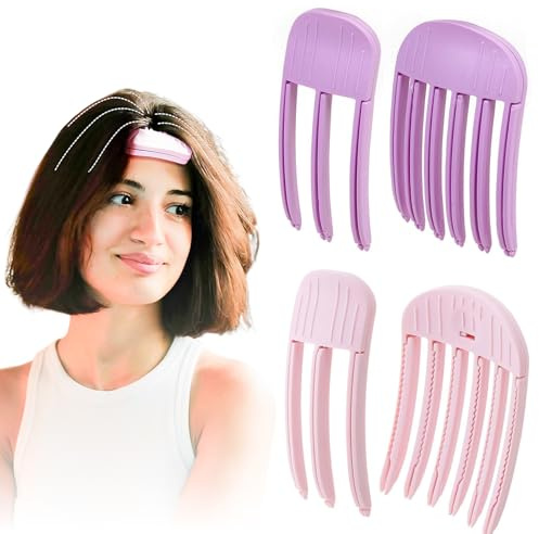 LINTRA 4 Piezas Pinzas Pelo, 3 Dientes y 6 Dientes Pinza Pelo Mujer, Morado y Rosa Pinzas Volumen Raiz Pelo Rizado, para Agregar Volumen en las Raíces