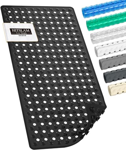 HITSLAM Badewannenmatte rutschfest, 89 x 40cm Lange Antirutschmatte Badewanne, Duschmatte rutschfest BPA Frei, Schimmelresistent & Maschinenwaschbar, Schnelltrocknend und Leicht zu Reinigen, Schwarz