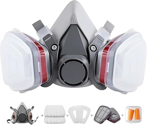 Générique Maschera protettiva riutilizzabile con filtro antipolvere,Maschera a gas respiratorio con filtro per spray, pittura, lavoro, prodotti chimici, fai da te, levigatura