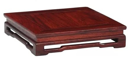 Sourwood Square Display Stand, Hand-Carved Wood Pedestal For Vase, Teapot, Fishbowl, Bonsai Base 1.4 H(12.5x3.5cm)
