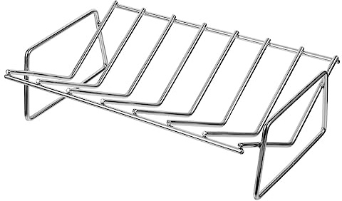 Toyvian Stainless Steel Rib Rack for Bbq Durable Barbecue Accessories for Outdoor Cooking for Family Meals Reversible Design for Grill Oven Use