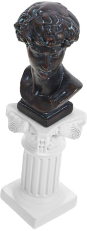 Mobestech Resin David Bust Statue with Roman Column Vintage Decorative Figurine for Dining Room Table Decor for Home Office Bronze Column