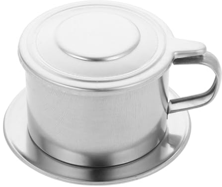 Hemobllo Cafetera Vietnamita de Goteo Acero Inoxidable Filtro Preciso para Casa Oficina Reutilizable con Asa y Tapa Diseño Adaptable Múltiples Métodos