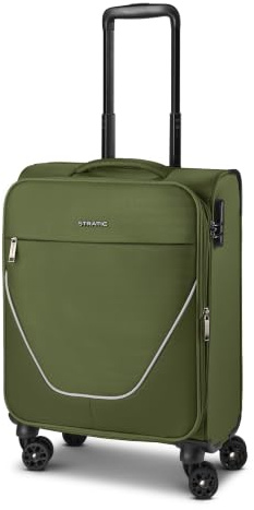 Stratic Kabinen-Koffer für Damen und Herren | Kleiner Cabin-Trolley 40 x 21 x 55 cm aus hochwertigem, flexiblem Polyester Material | Erweiterbar & Teleskopgriff| taska Serie