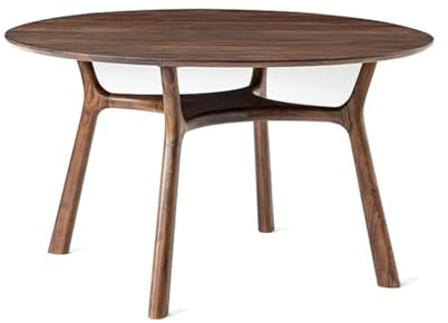 SFANIIX Table de Salle à Manger Table à Manger Ronde en Bois Massif avec Rangement, Basse Domestique de Couleur Noyer, adaptée for accueillir 6 8 Personnes(M:130 * 75cm)