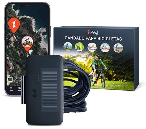 PAJ GPS Localizzatore 4G con Lucchetto per Biciclette ed eBike – 3 Mesi Abbonamento Premium Incluso, Antifurto, Localizz. in Tempo Reale, Storico Percorsi, 100% Impermeabile, Batteria Fino a 20gg