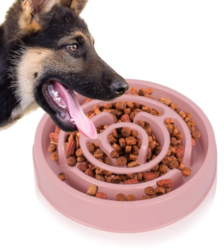 Sueving Slow Feeder Dog Bowl, Pink Slow Feeding Dog Bowl, Non-slip Pet Feeding Bowls for Small Medium Dogs Cats (Pink)