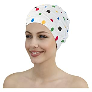 Fashy, Cuffia da Doccia Donna Duschhaube, Bianco (Weiß mit bunten Punkten), Taglia Unica