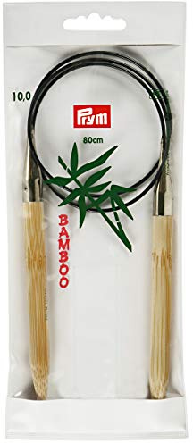 Prym 221540 Rundstricknadeln, 80 cm, 10,00 mm Rundstricknadel, Bambus, Natur, 10 mm, 10,0 mm | 80 cm