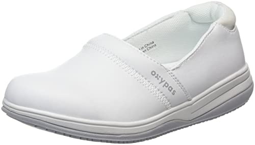 Slip-On arbetssko för kvinnor – säkerhetsjoggare Suzy vit UK 3,5 EU 36, lätt halkbeständig, antistatisk arbetstoffel, perfekt för sjuksköterskor och ljungvård