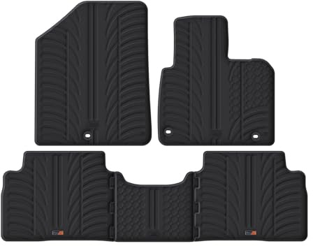 TRAVALL Rubber Car Mats (set of 4) compatible with Kia Sorento (2014-2020) Heavy Duty Floor Mats Moulded Premium Mats Easy Clean Black with Clips - Anti Slip All-Weather Protection