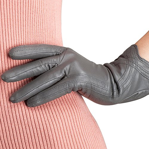 Nappaglo Guantes de piel de cordero italiano pantalla táctil invierno cálido cachemira guantes, Gris (sin pantalla táctil), Large