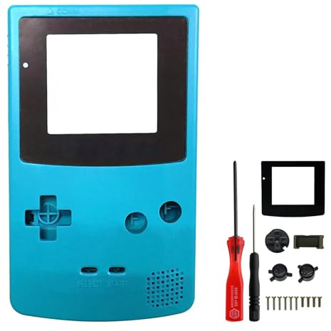 OSTENT Kompletter Gehäuse-Ersatz für Nintendo GBC Gameboy Color-Konsole, Farbe: Transparent-Lila (Blau)