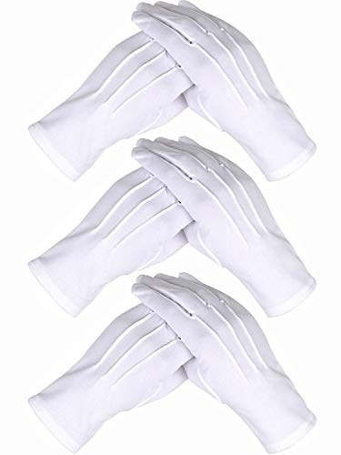 Reccisokz-Schutzhandschuhe Baumwolle 3 Paar Care Baumwollhandschuhe, kosmetische Feuchtigkeitshandschuhe, Abendgarderobe Police Smoking Ceremonial Teamparade, Schmuckinspektion (3 Seam Design)