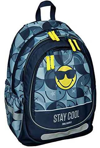Undercover SMIL7560 - Schulrucksack Smiley mit 2 Hauptfächern, Fronttasche, Seitentaschen, 2-Wege Reißverschlüsse & höhenverstellbaren, gepolsterten Schultergurten, für Schule, Freizeit & auf Reisen