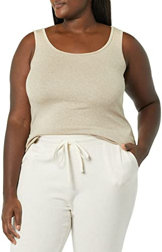 Amazon Essentials Women's Plus Size Tank Top, Tan Heather, XL Plus