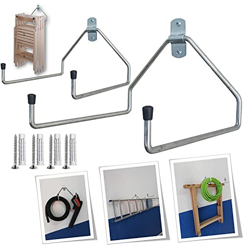 parpyon® 2 ganci muro ganci per garage porta attrezzi da parete porta attrezzi da giardino in Acciaio Zincato supporti ganci da muro vari modelli (Doppio L)