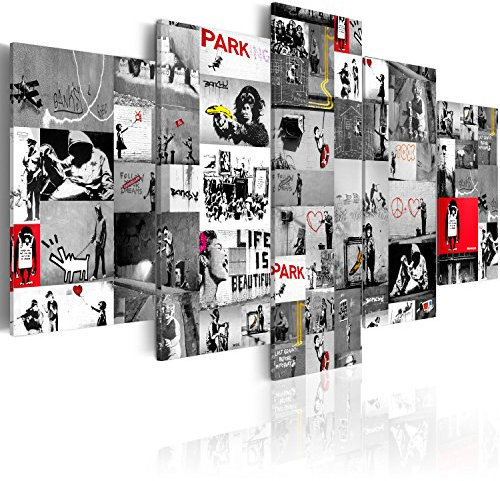 B&D XXL - Tableau Acoustique 200x100 cm 5 Parties - Décoration Murale Anti-Bruit Isolation Phonique Bureau Chambre Panneau Insonorisant Impression sur Toile - Artistique i-C-0092-b-p