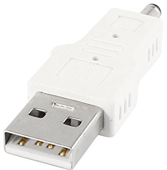 Ruilogod Escriba un macho USB 2.0 a DC 3.5mm x 1.2mm adaptador masculino blancopuro