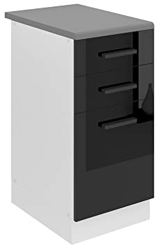 Belini Unterschrank SDSZ 40 cm, mit Arbeitsplatte, Schwarz Hochglanz | Küche, Küchenunterschrank Breite, Küchenschränke, Küchenschrank mit Schubladen