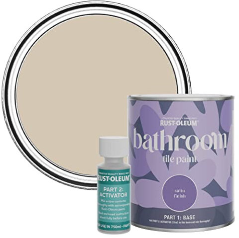 Rust-Oleum Beige Water-Resistant Bathroom Tile Paint in Satin Finish - Butterscotch 750ml