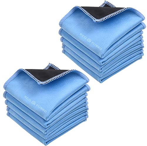ECO-FUSED Microfiber Cleaning Cloths Double-Sided - 10 Pack - 6.6 x 6.2 inch - Microfiber and Suede Cloth for Smartphones, LCD TV, Tablets, Laptop Screens, Camera Lenses