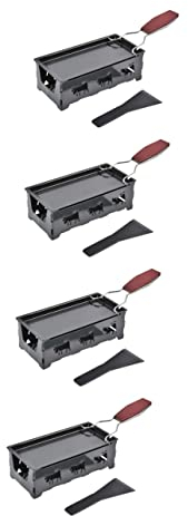 OQHAIR 4 Sets Cheese Griddle Indoor Griddle Metal Cooking Utensils Set Portable Oven Cooking Cheese Pan Mini Grill Cheese Pans Cheese Raclette Grill Small Cheese Oven Baking Tray Metal