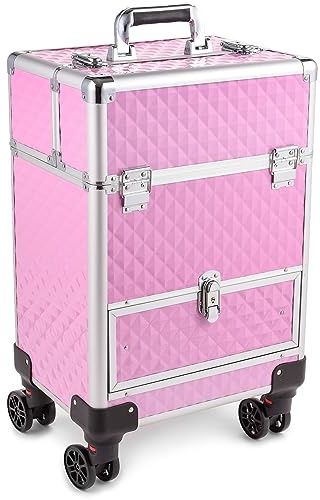 SEVICO Kosmetikkoffer Schminkkoffer Beauty Make-up Case Multikoffer professioneller Make-up Rollkoffer Organizer für die Reise abschließbare Friseurkoffer mit 360° drehbaren Rollen B:34xT:24,5xH:50 cm