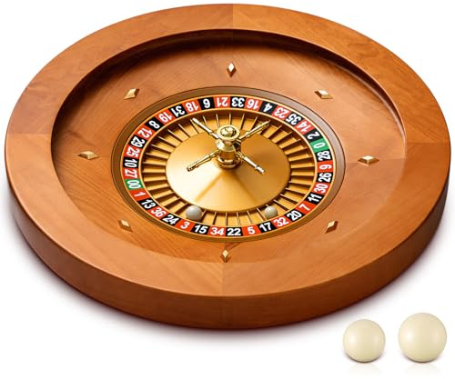 Leyndo 20 Inch Wooden Roulette Wheel with 4 Roulette Balls Casino Grade Precision Bearings Roulette Wheel Turntable Leisure Table Games for Home Professional Use or Night Party, Party Game