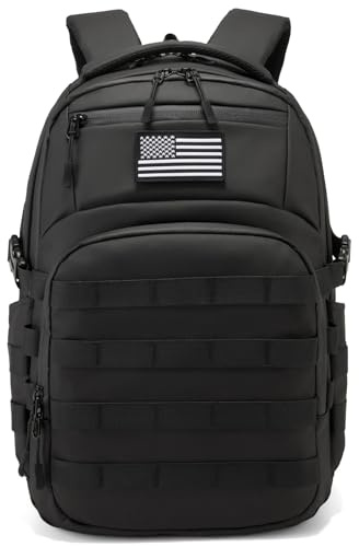 Wotony Military tactical backpack, backpack for men black small tactical assault bag (polyurethane-black, 20 inch)