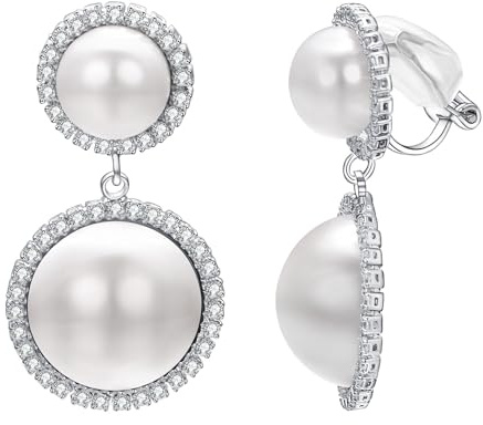 Vissen Perle Hängend Damen Ohrringe Hängend Strass Vergoldet Ohrclips Weiß Süßwasserperlen Schwarz Perle Ohrringe Modeschmuck