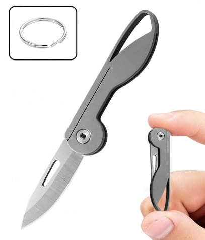 Mini Klappmesser, Super Leicht Taschenmesser aus Titanlegierung, Messer in der Handfläche, Schlüsselanhänger Messer, Tragbar Kleine Messer, EDC Pocket Knife, Freizeitmesser, Brieföffner, Paketmesser