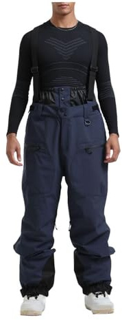 Mens Waterproof Trousers Warm Fleece Lined Ski Snow Hiking Pants Softshell Ski Trousers with Expandable Waist Men's Outdoor Winter Trousers Water-Resistant Hiking Trousers with Zip Pockets Navy