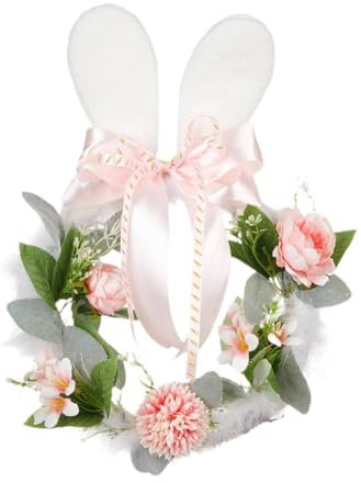 Amagogo Osterkranz, Frühlingskranz für Haustür, hängende Dekorationen, künstlicher Blumenkranz für Wohnzimmer, Pink Und Weiß