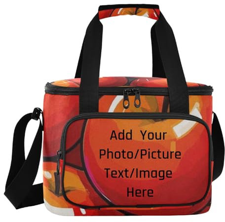 EtherSpher Lonchera aislada de gran capacidad, personalizable, con diseño de caricaturas, color rojo fruta, bolsa de almuerzo para hombre, loncheras para mujeres de trabajo