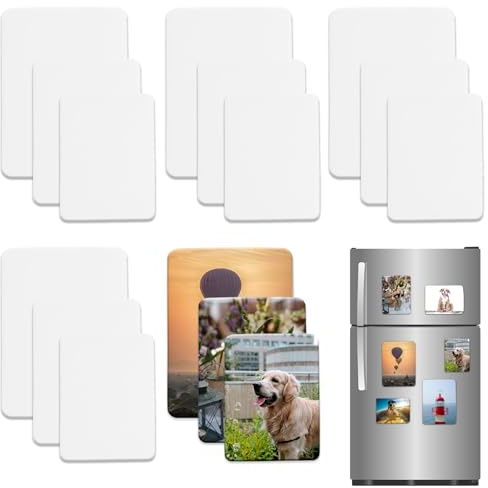 15 Piezas Imanes de Sublimación en Blanco, VEINARDYL Imanes Decorativos para Nevera DIY, 5,6 x 7,6 cm, 6 x 8,9 cm, 7,6 x 10,5 cm Imán de Nevera con Foto para Puerta de Cocina - Rectangular