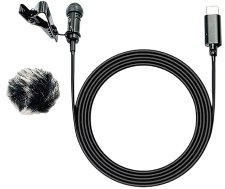 Fazvncv ZJ030MR Micro cravate USB C, microphone à condensateur omnidirectionnel à clipser 20 Hz à 16 kHz en option