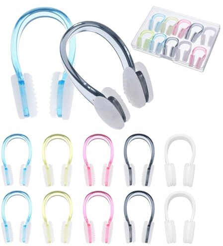 Hpmjz 10 PCS Nose Clip Swimming Bright Colors Swim Nose Plug Waterproof Swimming Noseclip Silicone Gel Swim Noses Plugs Diving Water Sports Must Haves for Adults Kids Children Aged 7+