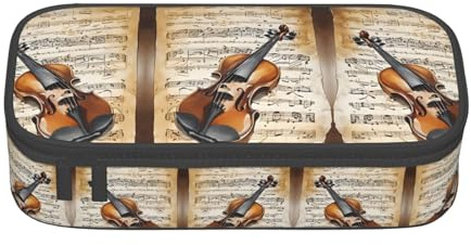 NPOREJKNGF Trousse à crayons motif papillon et violoncelle avec impression complète – Tissu Oxford durable multi-usage pour l'école, le bureau et les voyages, Noir , Taille unique, Organiseur de sac