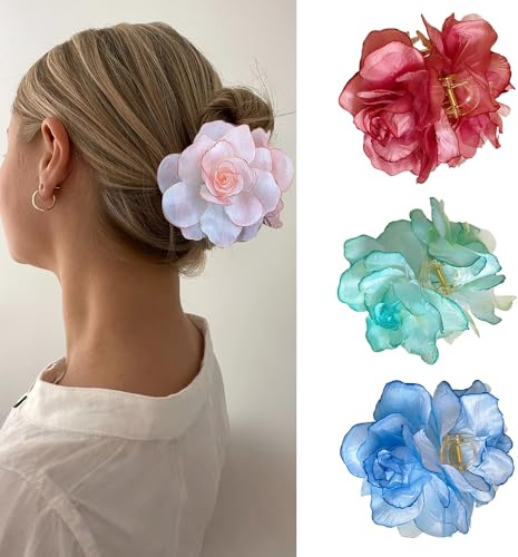 XFSRG Mollette Capelli Donna Fiori Eleganti Mollettone Capelli Colorati Accessori Styling Eventi Speciali e Uso Quotidiano
