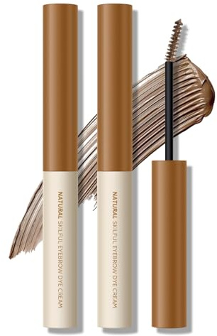 KYDA 2 Pcs Tinted Eyebrow Cream, Ultra-Fine Brush Tinted Brow Gel, Waterproof Smudgeproof Eyebrow Mascara, Long Wear, Natural Brow Makeup without Clumping, Light Brown