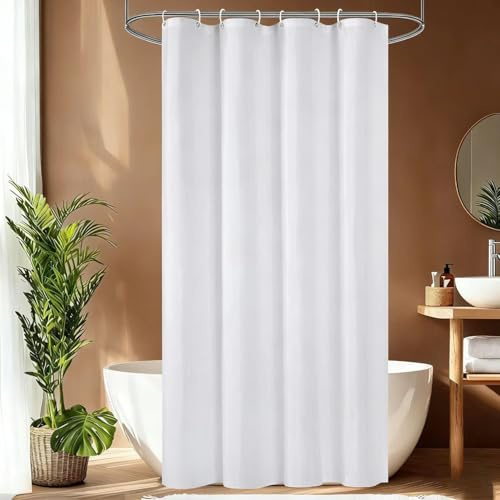 Bocoli Duschvorhang 120 x 200 Weiß, Wasserdicht, Textil Polyester, Schnelltrocknend, Badevorhang Textil Anti-schimmel Wasserdicht Waschbar Badvorhang,Waschbar Hochwertig Stoff Duschvorhänge Badewanne