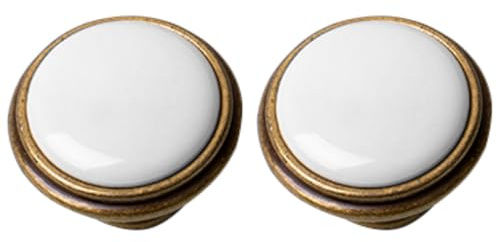 cyclingcolors 2x bouton de tiroir finition laiton porcelaine céramique 35 mm meuble vintage antique style porte poignée commode armoire maison avec vis