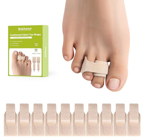 Bukihome 10pc Hammerzehenspreizer, Hammerzehen Korrektoren, Hammerzehenpolster, Zehenbandagen zur Korrektur von Hammerzehen, Gebrochenen Zehen, Krummen Zehen und überlappenden Zehen (L, Beige)