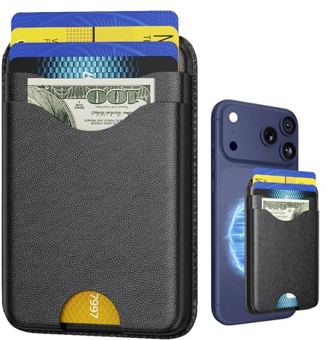 Nepagz Magnetic Mag-Safe Card Holder for MagSafe Wallet,RFID Leather Mag-Safe Accessories for iPhone, Phone Wallet for iPhone 17/16/15/14/13/12 Series, Not for Mini,Slim
